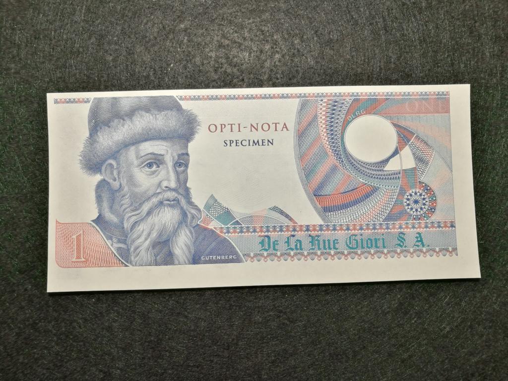 Де Ла Рю . Тестовая банкнота . Гутенберг  Англия ( ПЕРЕВЕРТЫШ ) . ПРЕСС , UNC !!!