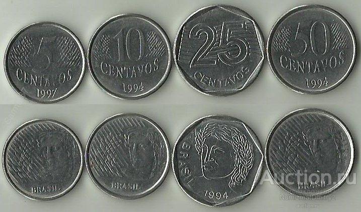 Набор из 4 монет 1994 г БРАЗИЛИЯ  М