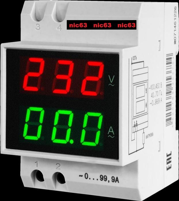 ВОЛЬТМЕТР АМПЕРМЕТР 200-450V 100A на DIN рейку 