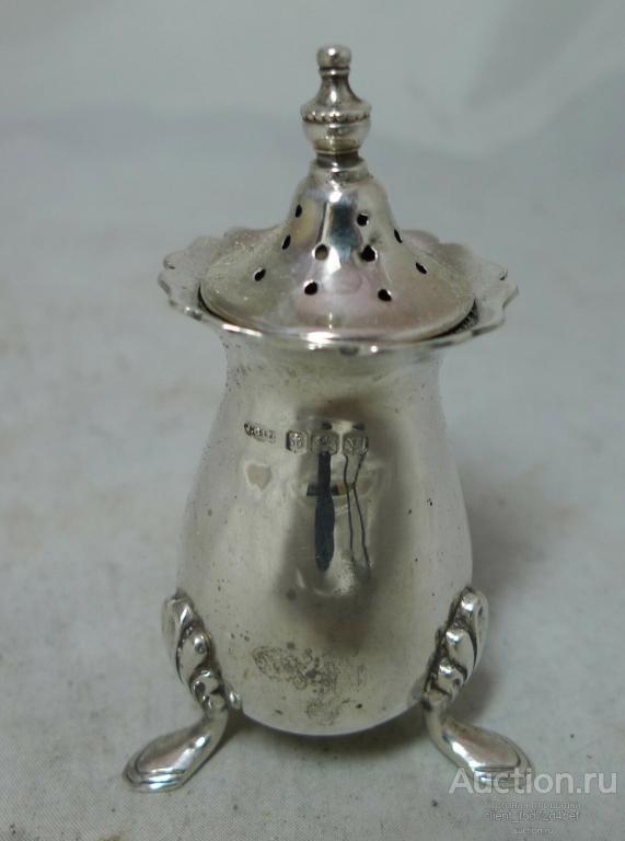 Арт деко серебро перечница Джозеф Глостер Бирмингем, 1920, 40g,