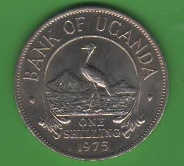 УГАНДА 1 ШИЛЛИНГ  1975 ГОД РЕДКАЯ UNC