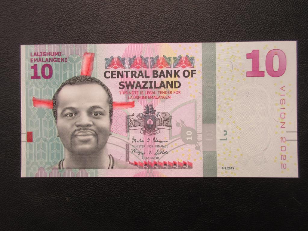 Свазиленд 10 эмалангени 2015г. ( 2017г. )   UNC      Р.41