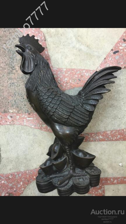 петух.птица .бронза.37 см.камбоджа.камин огромный курица 