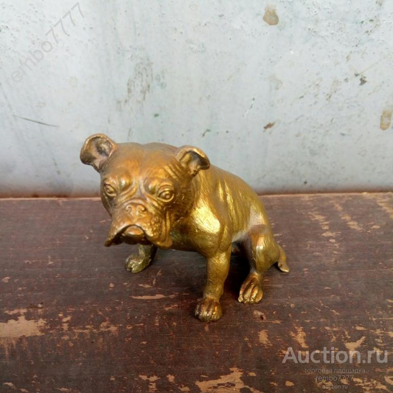 собака пес.бульдог мопс .бронза.7 см.охота .охотник .европа венка венская щенок 