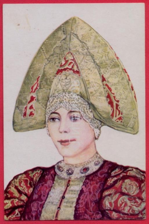 Женщина в кокошнике рисунок