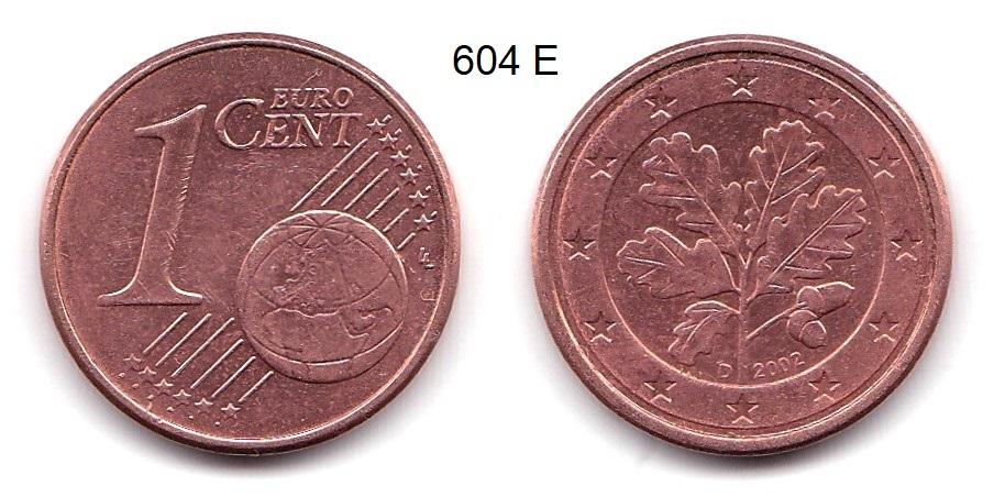 1 евроцент. Германия. D. 2002 год.