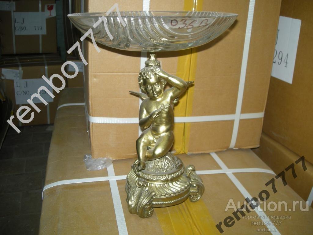 ваза .хрусталь.бронза .35см.европа. модерн.ангел 