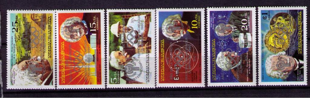 Никарагуа 1980 Эйнштейн Надпечатка Олимпиада 80 MNH**