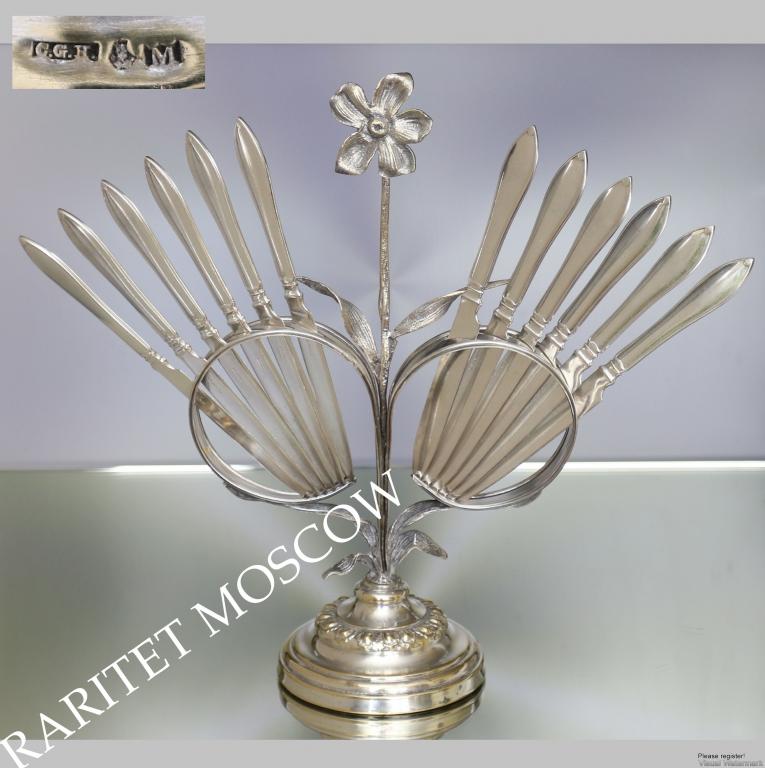 Нож старинный антикварный ножи на подставке бронза латунь серебрение 1