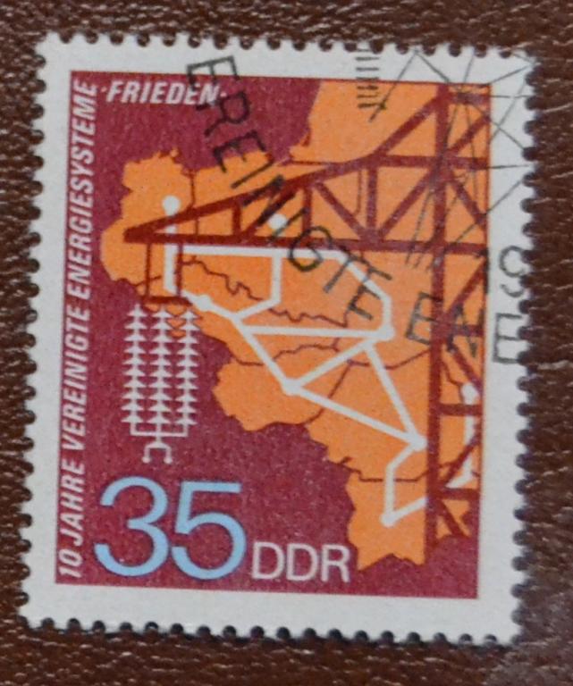 ГДР 1973 год  10 лет объединенной энергосистеме "Мир" СТО