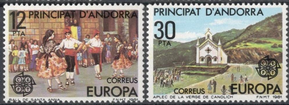 Андорра, 1981, № 138,139, € 1,5, MNH, полн., EUROPA CEPT, фольклер