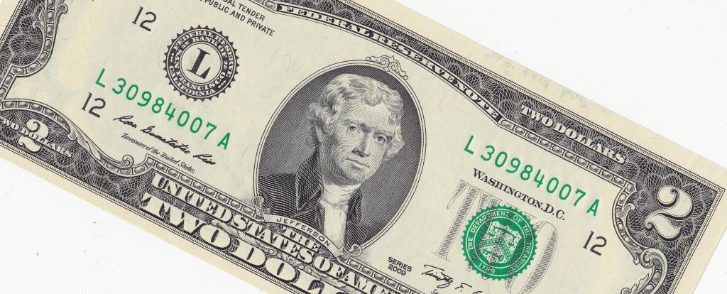 США 2$ доллара серия 2009 г. ( L ) California San Francisco UNC пресс