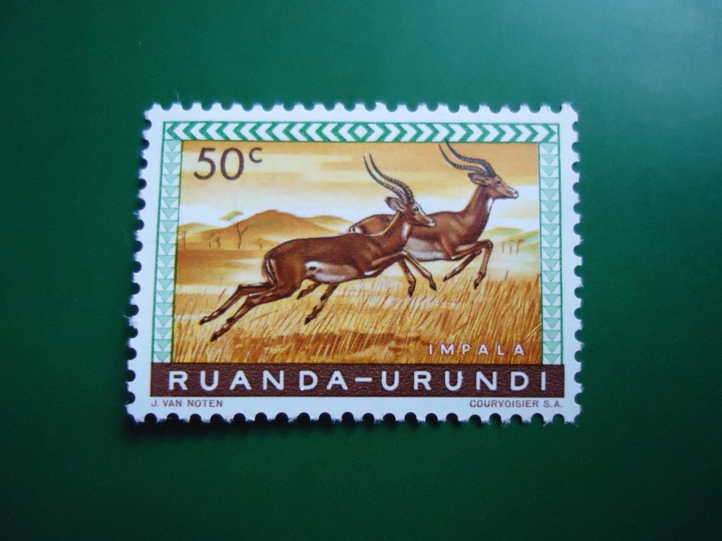 1959 - 61 г. Бельгийские колонии Руанда-Урунди Фауна  ЧБН.