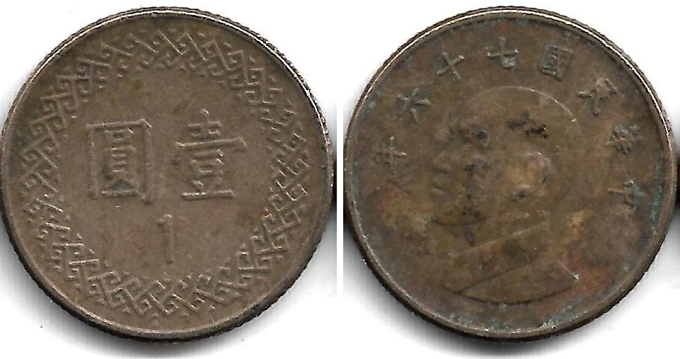 Тайвань 1 доллар 1987 (3)