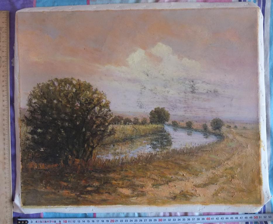 картина Легкий поворот реки в степи, холст,масло,НХ