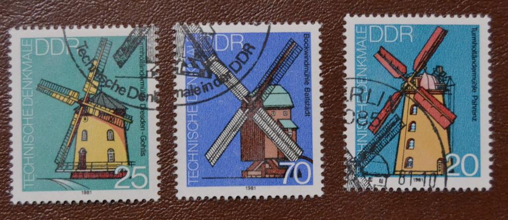 ГДР 1981 год  Ветряные мельницы архитектура СТО