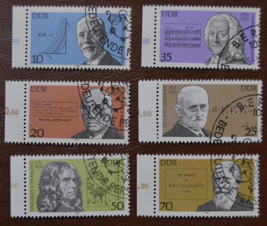 ГДР 1981 год   Персоналии,Наука,Физика,Ботаника,Музыка СТО