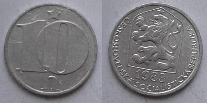 Чехословакия. 10 гелеров, алюминий, 1983