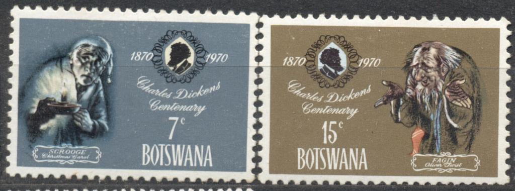Ботсвана 1970 г. пара из серии Диккенс негашеная*