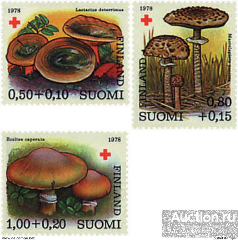 Финляндия 1978  Красный крест . Флора . Грибы