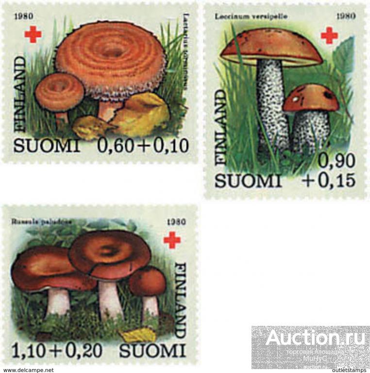 Финляндия 1980 Красный крест . Флора . Грибы
