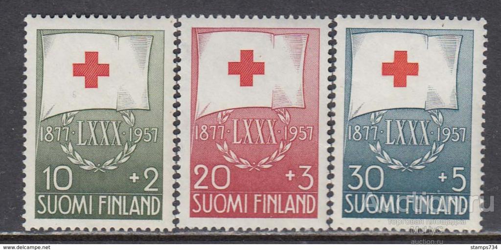 Финляндия 1957  Красный крест . 80 лет Финскому Красному Кресту