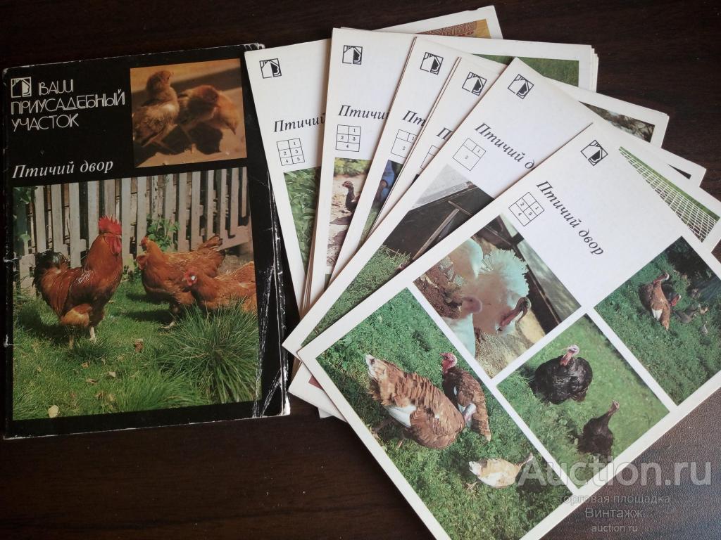 Набор открыток Ваш приусадебный участок Птичий двор 1989 18шт полный
