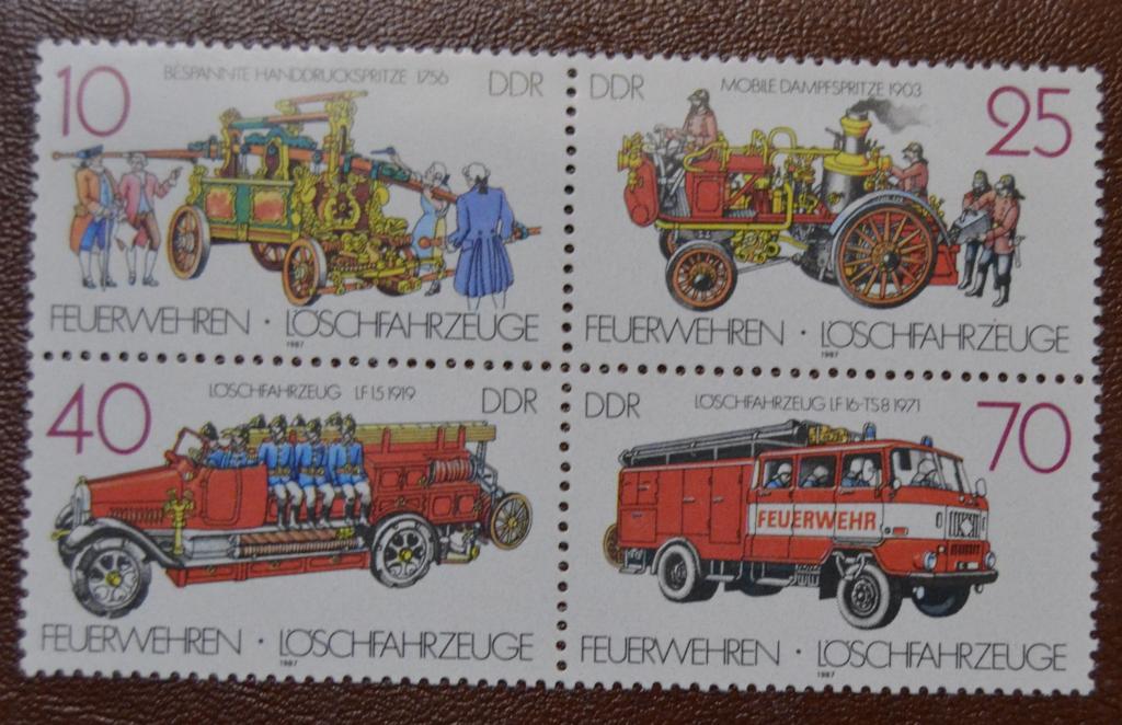 ГДР 1987 год Исторические пожарные машины М: 3101-3104 MNH