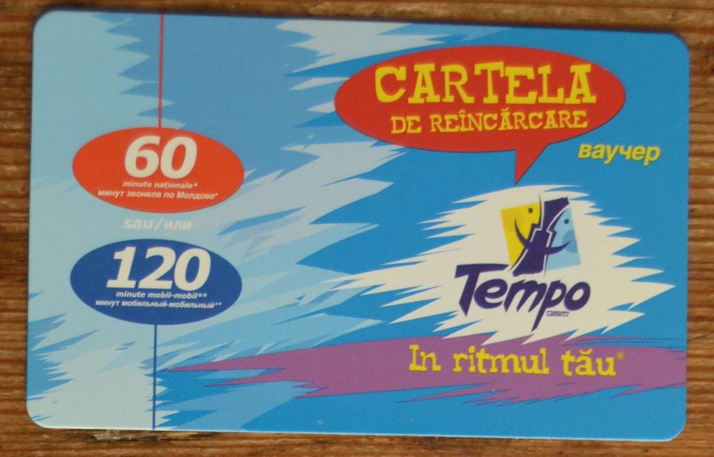 Телефонная карта предоплаты GSM  Молдова  TEMPO 60 ед - 30
