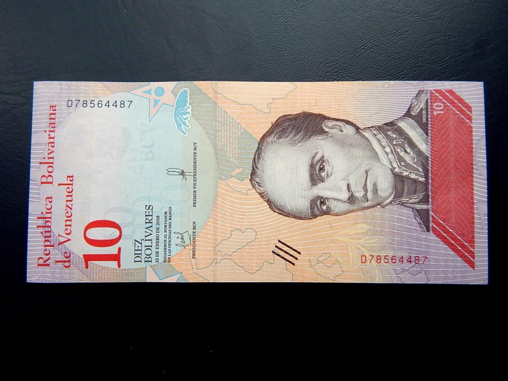 Бона 10 боливар 2018 года Венесуэла серии "D" UNC