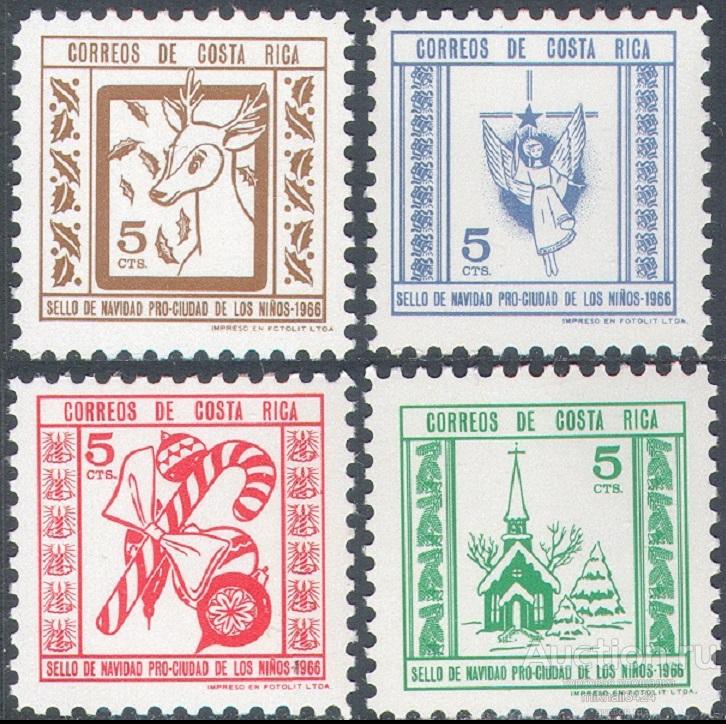 3439 ✅ Рождество Новый год Фауна Животные Праздники 1966 Коста-Рика 4м п/с **