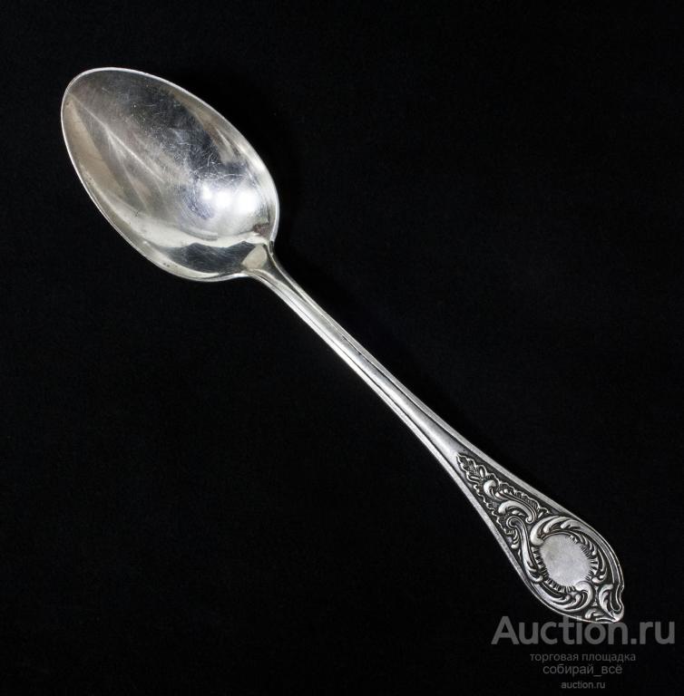 Ложка столовая, серебро 875 пр, звезда, 73,8 гр, длина 21,2 см