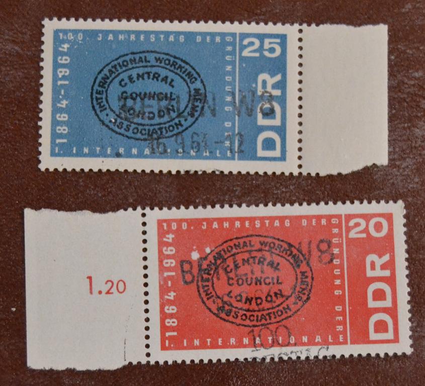 ГДР 1964 г. 100 лет Первому интернационалу №№ 796-797 СТО
