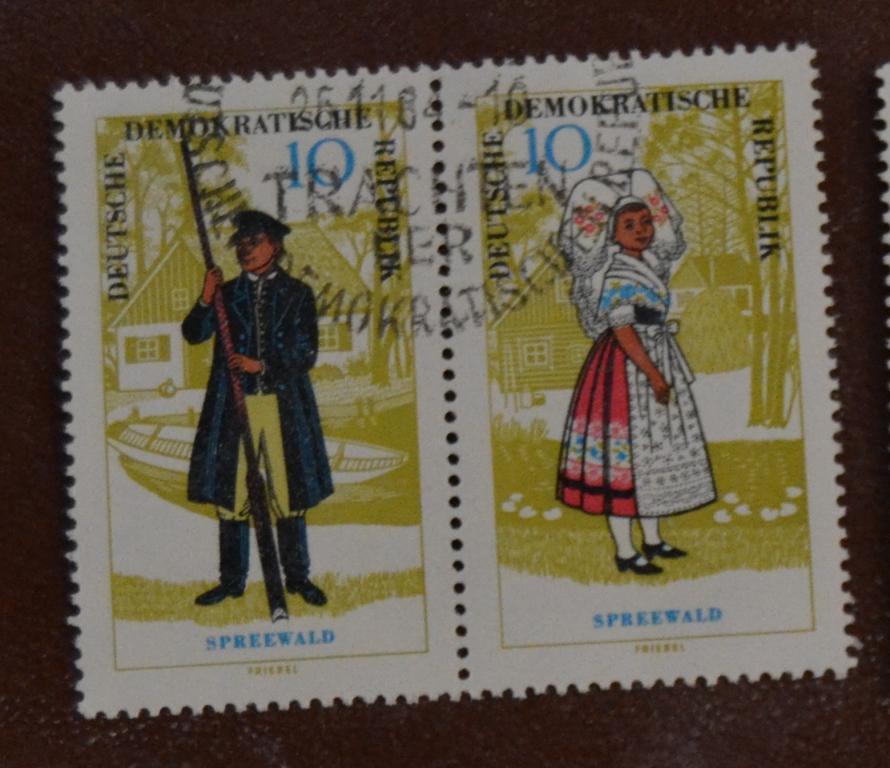 ГДР 1964 г. Национальные костюмы Сцепки Mi № 1076-1077 СТО