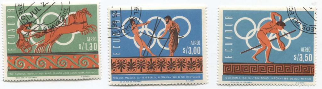 1966.Эквадор.ОИ.3 из 6.Авиапочтовые.гаш