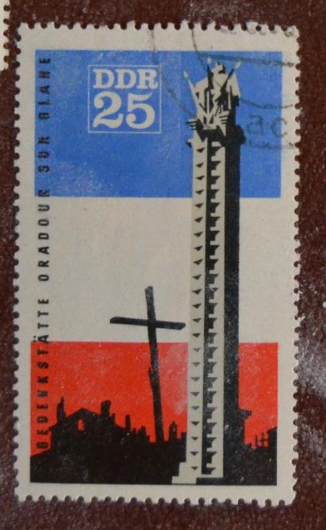 ГДР 1966 г. Мемориал жертвам фашизма. Орадур. ( Франция) Michel 1206 СТО