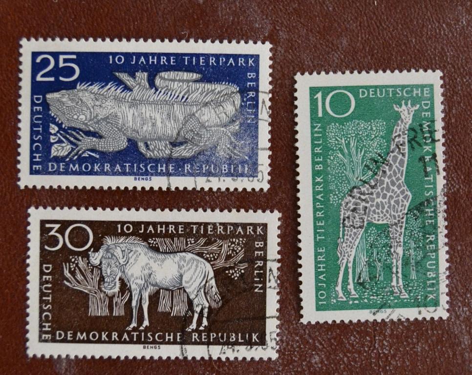 ГДР 1965 г. 10 лет Берлинскому зоопарку Mi 1093-1095 СТО