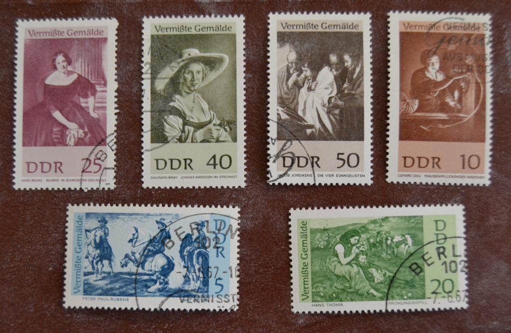 ГДР 1967 г. Искусство Живопись Утерянные картины Mi.1286-91 СТО