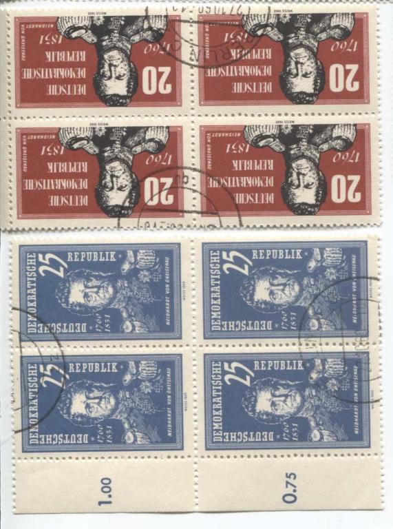 1960.ГДР 200 лет Нейдхарту фон Гнейсенау.квартблоки.гаш