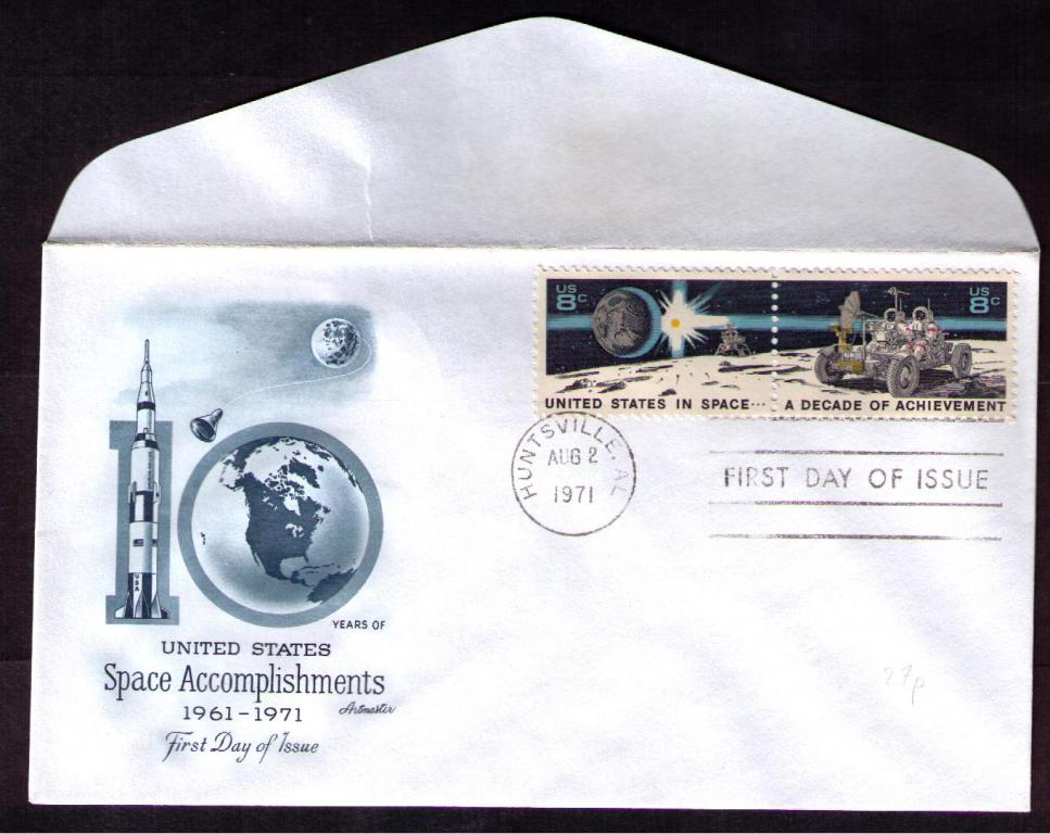 Конверт США 1971 Космос Аполлон 15 ШПД Huntsville