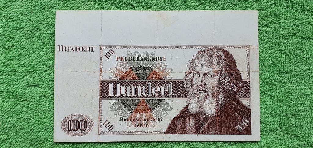 100 марок "пробная" ( HUNDERT PROBEBANKNOTE ), 1960 - 1970 годы, Германия (ФРГ)