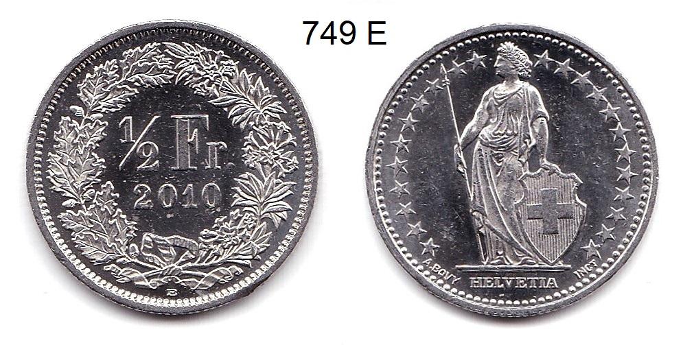 Швейцария. 1/2 франка. 2010 год.