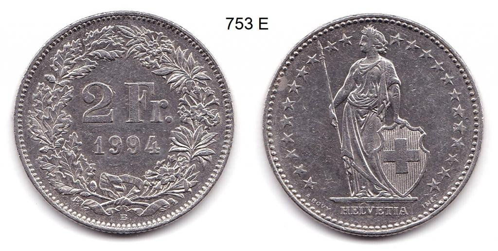 Швейцария. 2 франка. 1994 год.