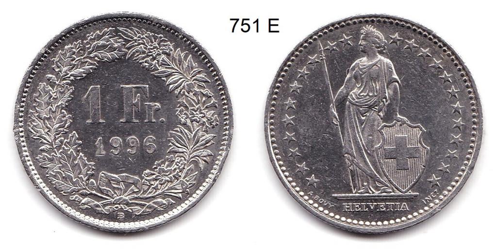 Швейцария. 1 франк. 1996 год.