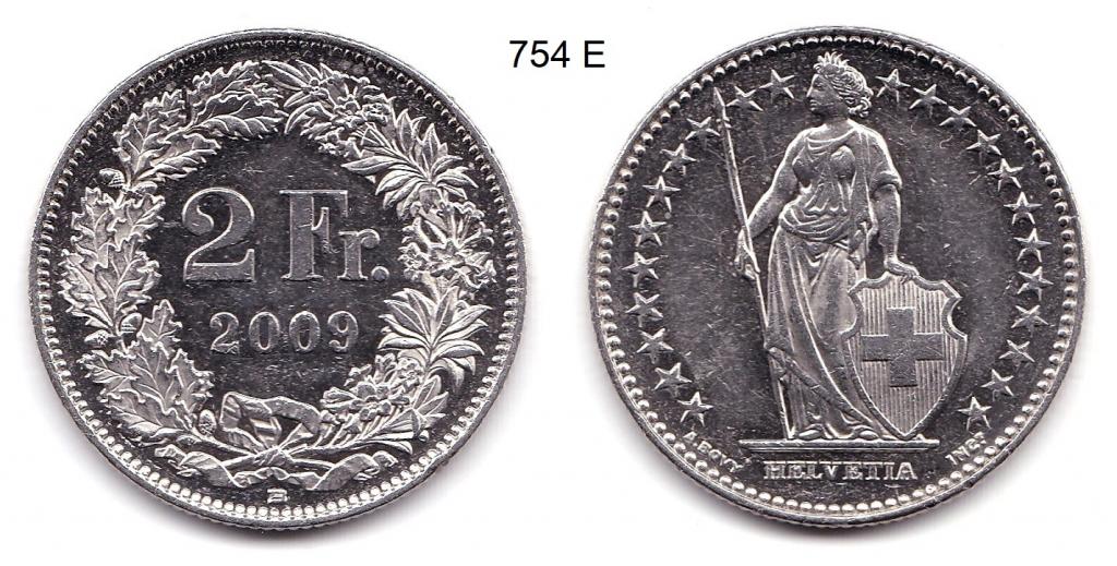 Швейцария. 2 франка. 2009 год.