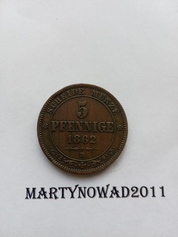 5 пфеннигов 1862г. Саксония