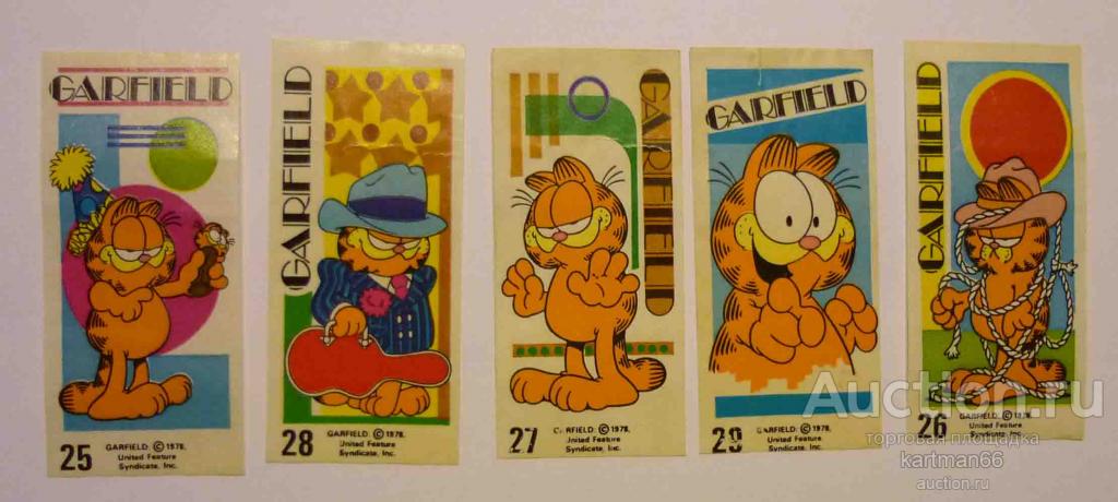 НАКЛЕЙКИ GARFIELD  5  ШТ   1978 Г
