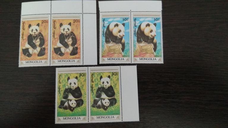 Марки.Фауна.Монголия.1990.Панды.Пары.Чистые.Михель 2,42 евро.Сост.идеальное