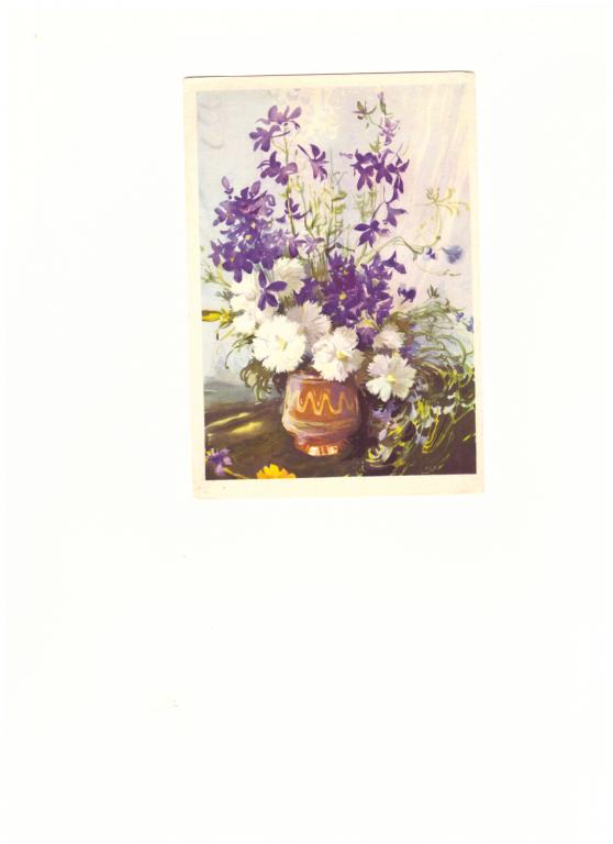 Открытка  Цветы в вазе,художник Е Голяховский