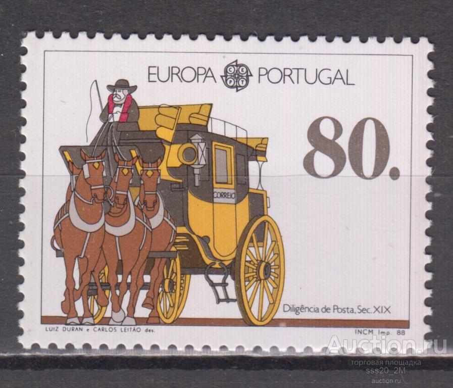 Португалия 1988 почтовая карета XIX века Mi1754 MNH